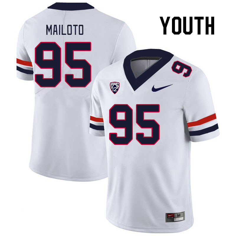 Youth #95 Keanu Mailoto Arizona Wildcats College Football Jerseys Stitched Sale-White - Click Image to Close